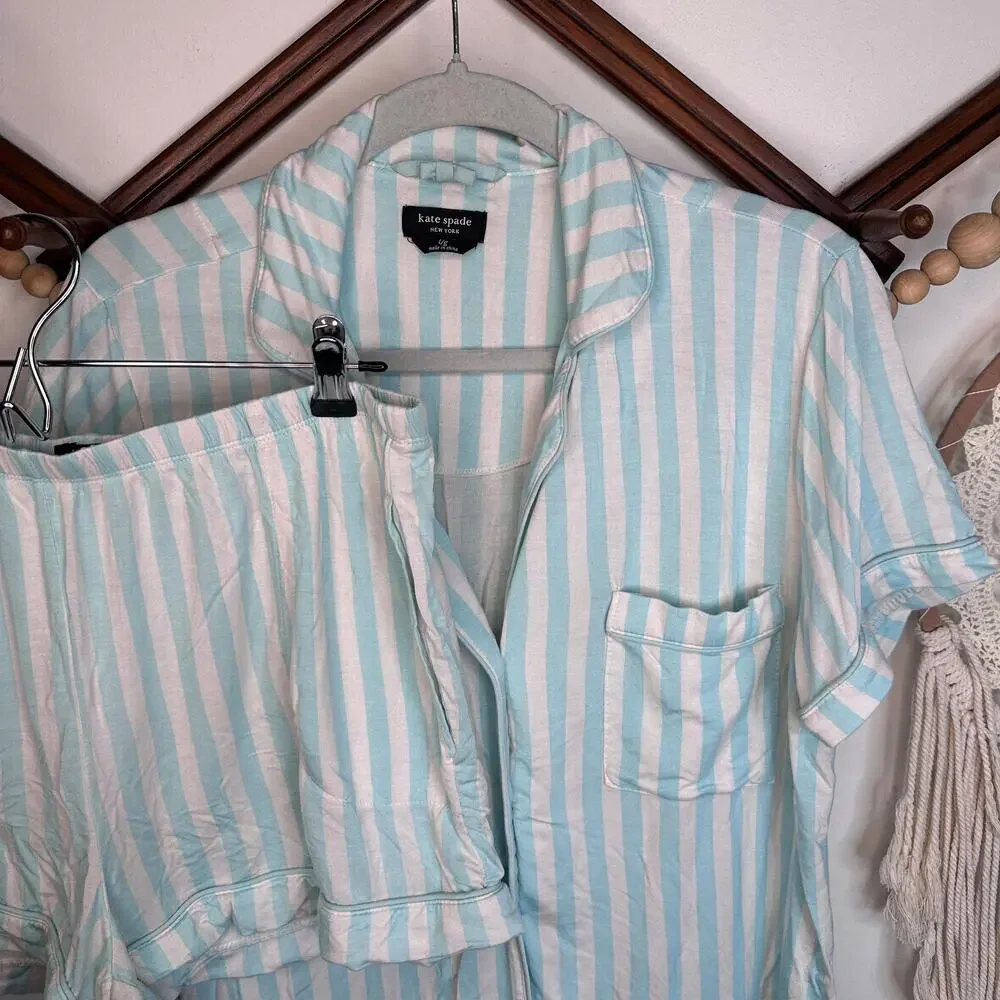 Kate Spade NY Blue White Stripe PJ Set